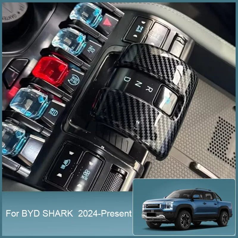 For BYD SHARK 2024 2025 Car Gear Lever Head Trims ABS Carbon Fiber Shift Knob Decoration Cover  Interior Auto Accessories