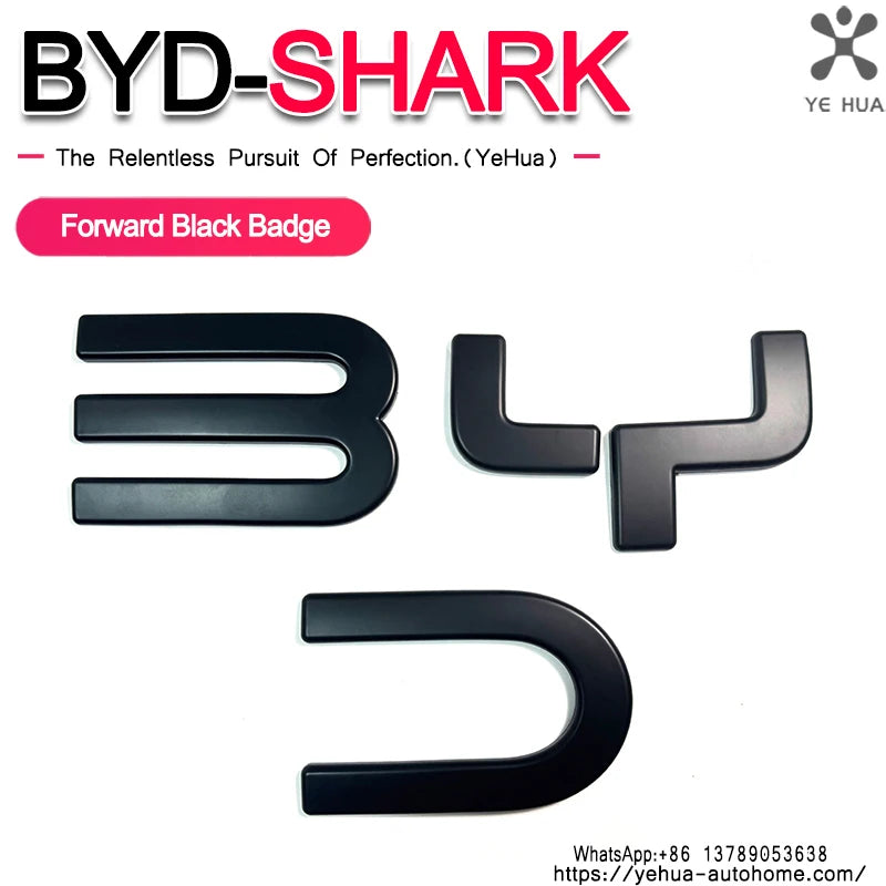 For BYD Shark 6 Front Badge Letter Sticker Logo Decorative Sticker 3D Sticker Cover Accessories Tools
