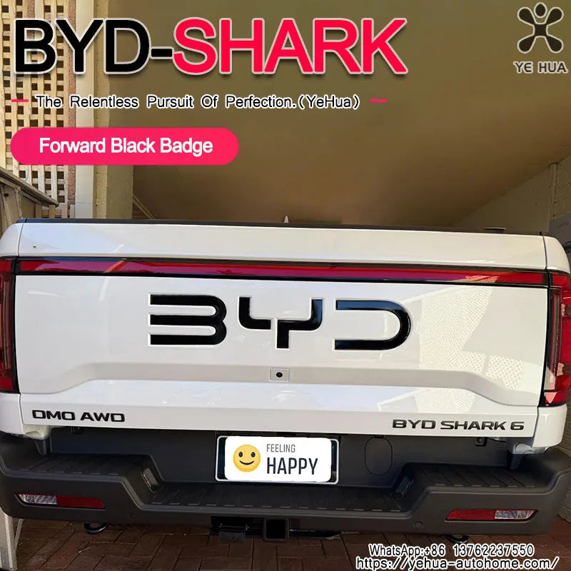 For BYD Shark 6 Trunk Standard 3D Badge Logo Sticker Glossy Black Sticker Decoration Automobiles Parts Accesorios Para