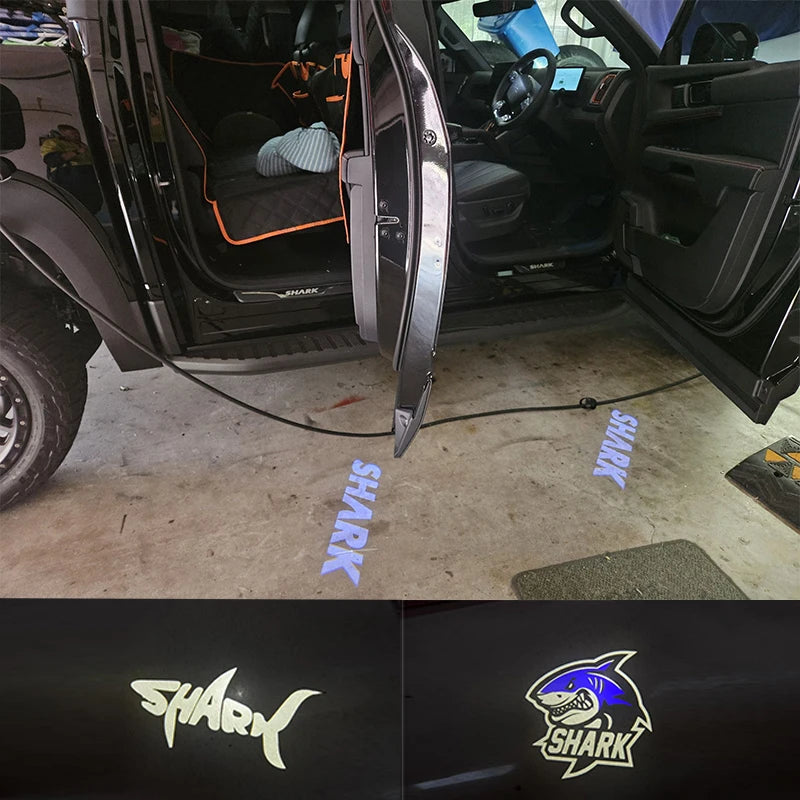 For BYD Shark Car door welcome lights Mood Light Luminous logo 2 PCS Modification accessories tools