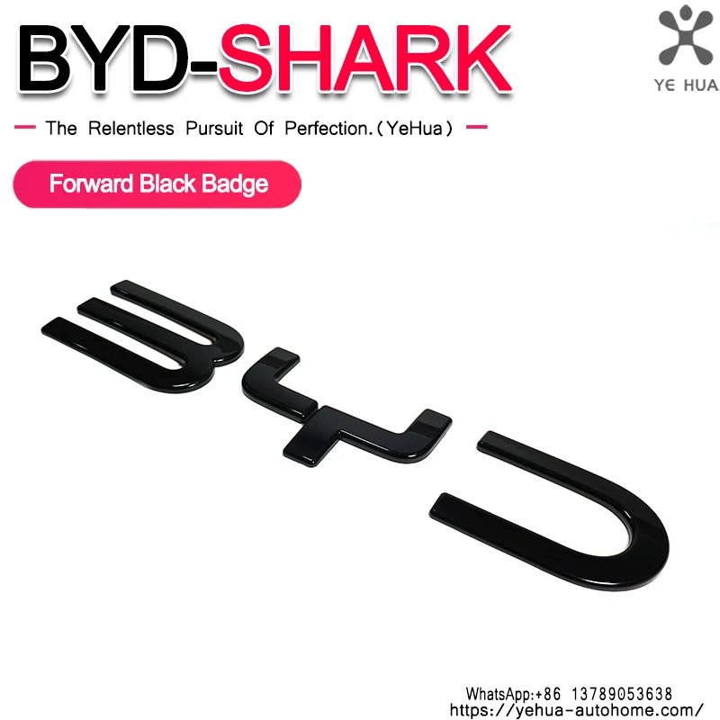 For BYD Shark 6 Front Badge Letter Sticker Logo Decorative Sticker 3D Sticker Cover Accessories Tools