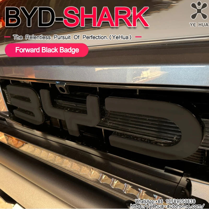 For BYD Shark 6 Front Badge Letter Sticker Logo Decorative Sticker 3D Sticker Cover Accessories Tools