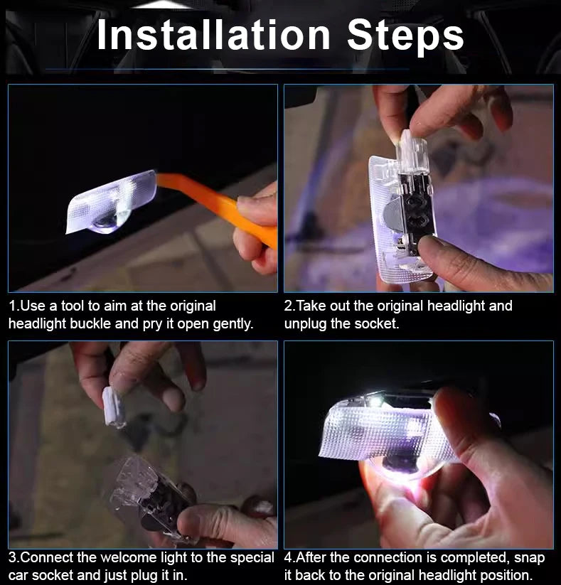 For BYD Shark Car door welcome lights Mood Light Luminous logo 2 PCS Modification accessories tools