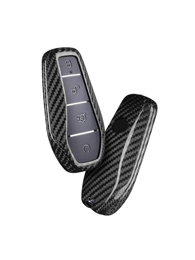 For BYD Shark 2025 Key sets Carbon Fiber Protective case Remote control key chain Car accessories tools