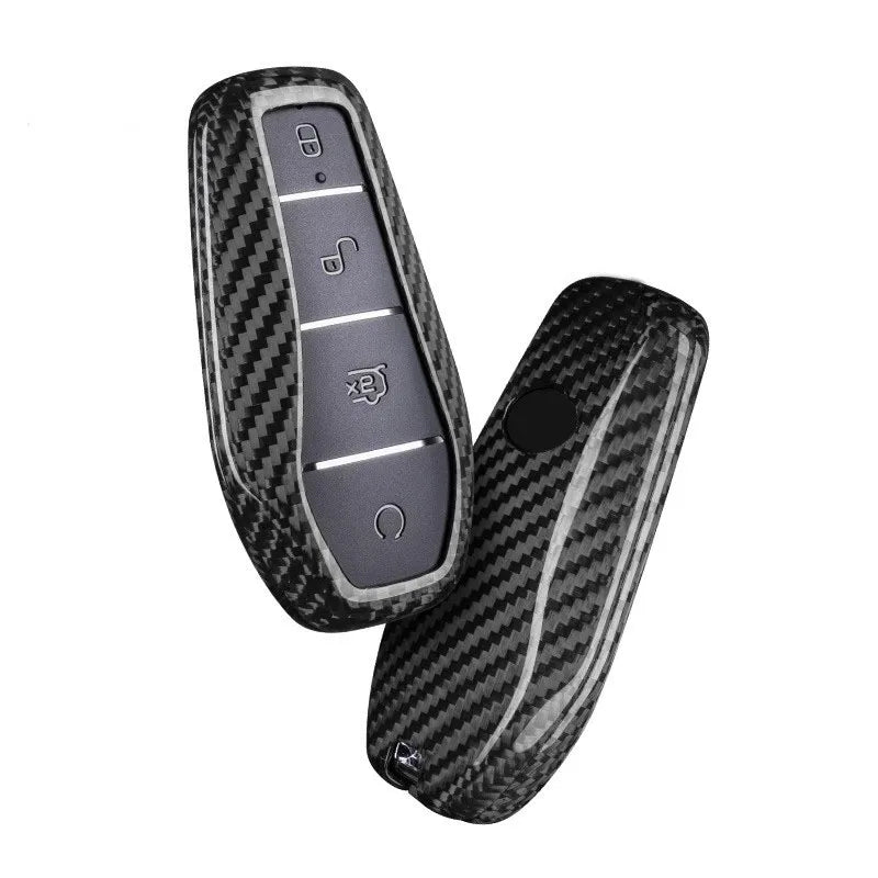 For BYD Shark 2025 Key sets Carbon Fiber Protective case Remote control key chain Car accessories tools