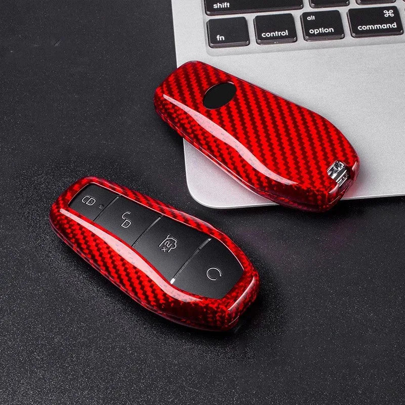 For BYD Shark 2025 Key sets Carbon Fiber Protective case Remote control key chain Car accessories tools