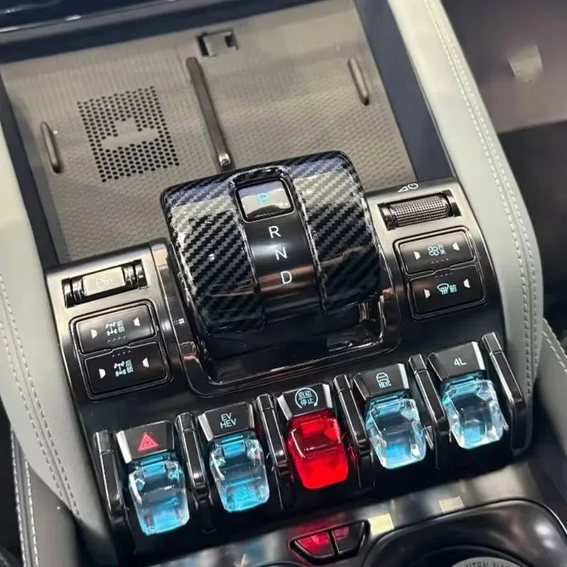 For BYD SHARK 2024 2025 Car Gear Lever Head Trims ABS Carbon Fiber Shift Knob Decoration Cover  Interior Auto Accessories
