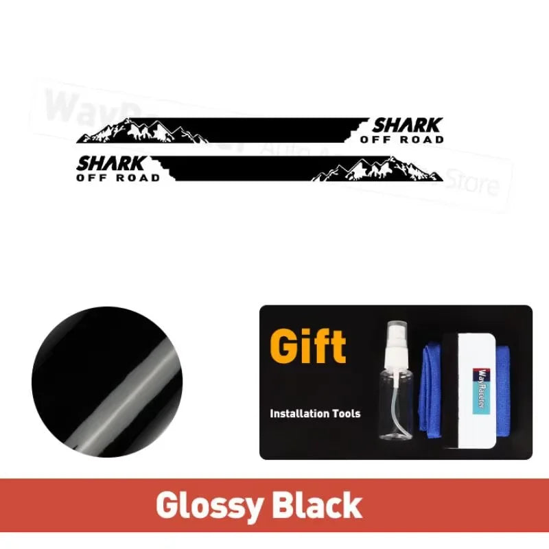 Byd Shark 2024-2025 2 Pcs Door Side Stripes Skirt Sticker Mountain Off Road Carbon Fiber Vinyl Decal Accessories