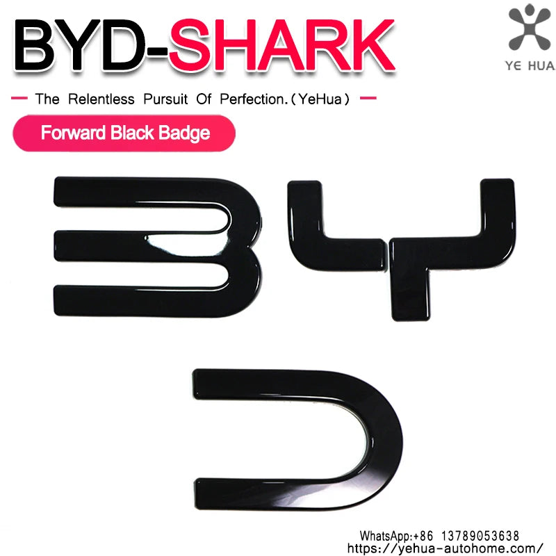 For BYD Shark 6 Front Badge Letter Sticker Logo Decorative Sticker 3D Sticker Cover Accessories Tools