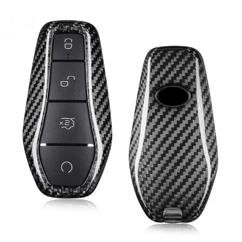 For BYD Shark 2025 Key sets Carbon Fiber Protective case Remote control key chain Car accessories tools