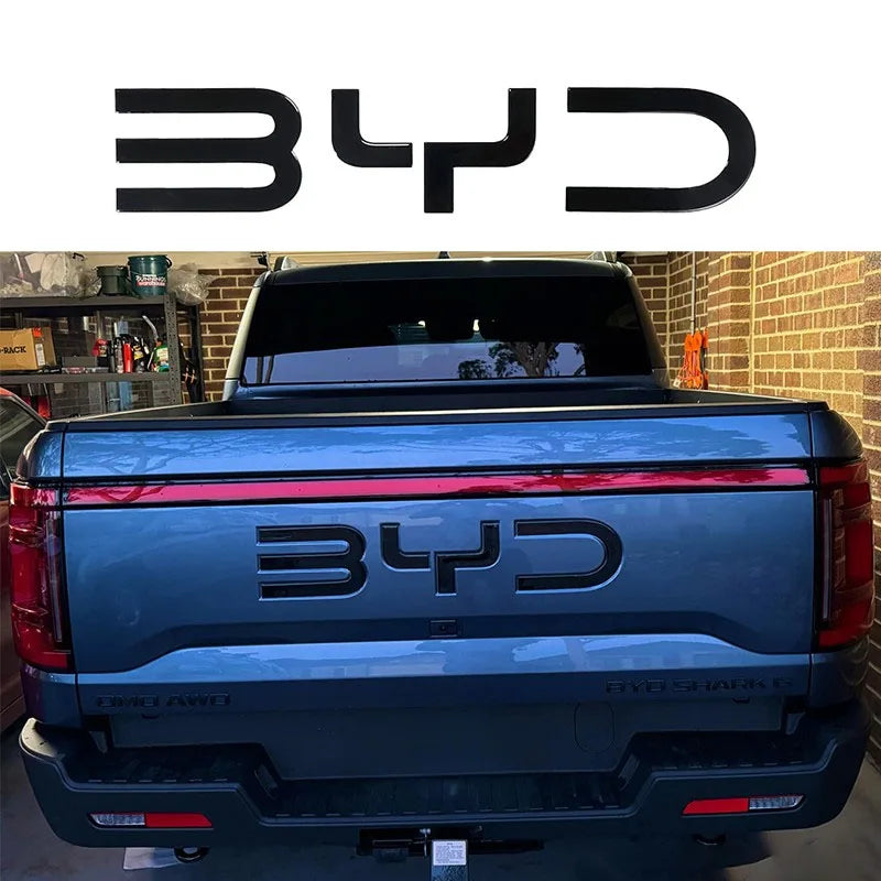 For BYD Shark 6 Trunk Standard 3D Badge Logo Sticker Glossy Black Sticker Decoration Automobiles Parts Accesorios Para