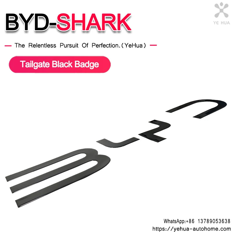 For BYD Shark 6 Trunk Standard 3D Badge Logo Sticker Glossy Black Sticker Decoration Automobiles Parts Accesorios Para