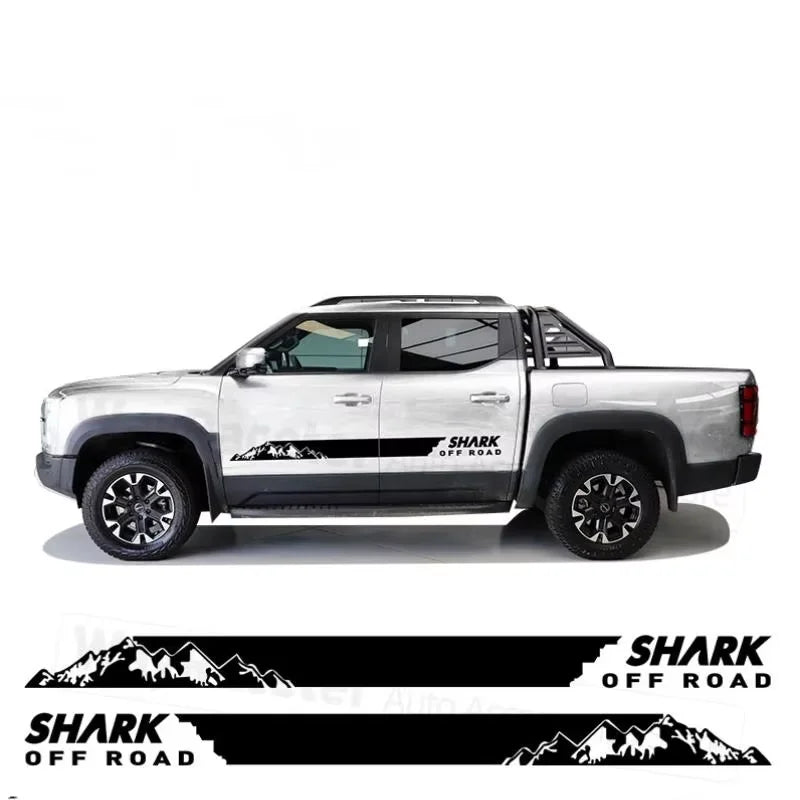 Byd Shark 2024-2025 2 Pcs Door Side Stripes Skirt Sticker Mountain Off Road Carbon Fiber Vinyl Decal Accessories