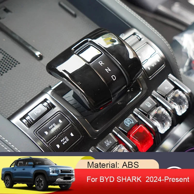 For BYD SHARK 2024 2025 Car Gear Lever Head Trims ABS Carbon Fiber Shift Knob Decoration Cover  Interior Auto Accessories
