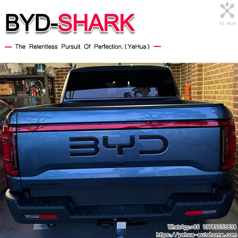 For BYD Shark 6 Trunk Standard 3D Badge Logo Sticker Glossy Black Sticker Decoration Automobiles Parts Accesorios Para