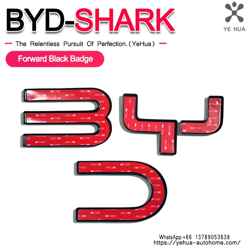 For BYD Shark 6 Front Badge Letter Sticker Logo Decorative Sticker 3D Sticker Cover Accessories Tools