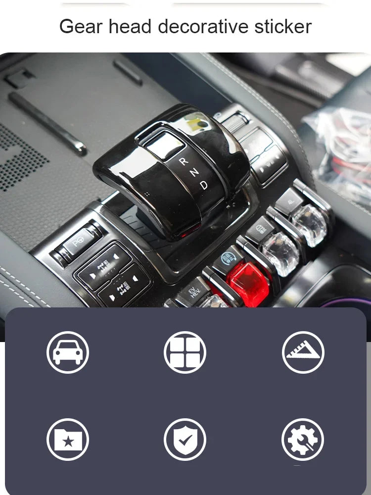 For BYD SHARK 2024 2025 Car Gear Lever Head Trims ABS Carbon Fiber Shift Knob Decoration Cover  Interior Auto Accessories