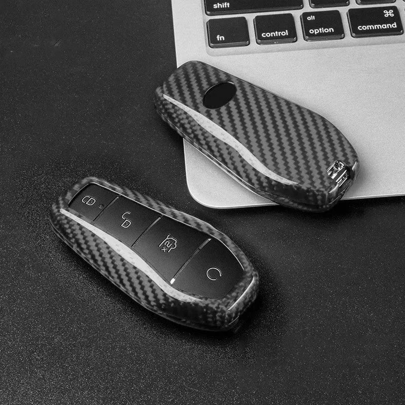 For BYD Shark 2025 Key sets Carbon Fiber Protective case Remote control key chain Car accessories tools