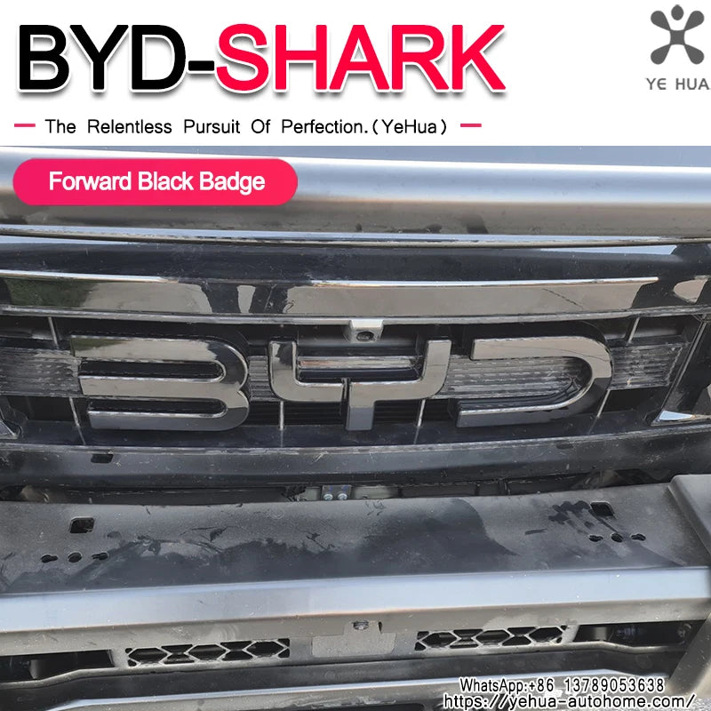 For BYD Shark 6 Front Badge Letter Sticker Logo Decorative Sticker 3D Sticker Cover Accessories Tools