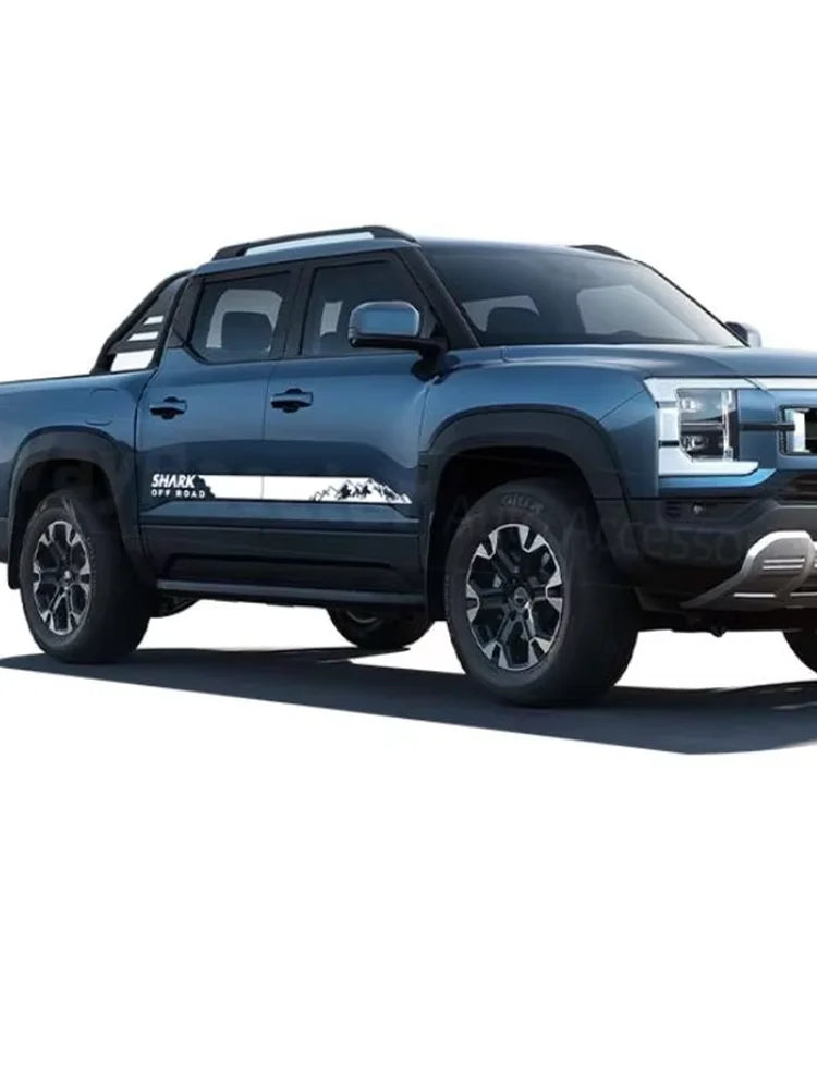 Byd Shark 2024-2025 2 Pcs Door Side Stripes Skirt Sticker Mountain Off Road Carbon Fiber Vinyl Decal Accessories